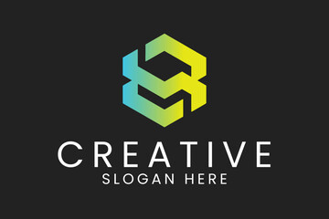 Modern Abstract Hexagon Logo Green Yellow Design icon mark clean badge shape    