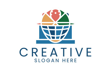 Abstract Global Creative Logo Design Colorful Globe red icon blue world green   