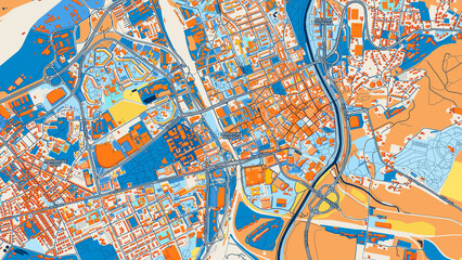 Obraz premium Colorful Ostrava Street Map with Labels and Buildings
