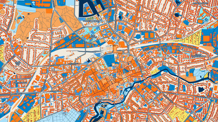 Obraz premium Colorful Odense Street Map with Labels and Buildings