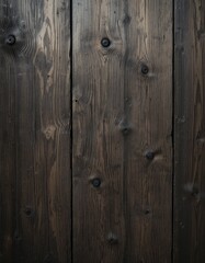 Fototapeta premium A rustic wooden wall featuring a striking arrangement of black wood planks, showcasing rich textures and natural grain patterns, creating a warm and inviting atmosphere.
