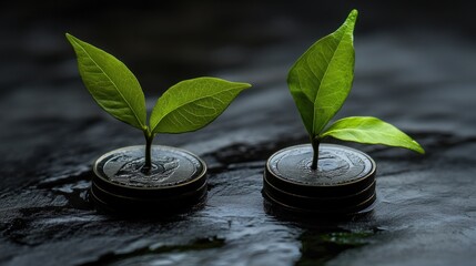 Naklejka premium Growth, Investment, and the Future of Sustainable Finance: A Visual Metaphor