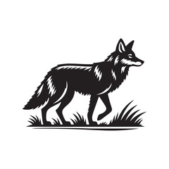 Coyote Silhouette - Minimalist Coyote Animal Design - Coyote Vector - Illustration Of Coyote.