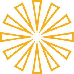 Sunburst, Starburst icon in line. Isolated on transparent background