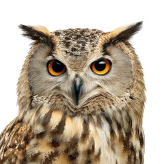 brown owl looking isolated on white