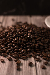 Coffee roasted coffee on a dark background