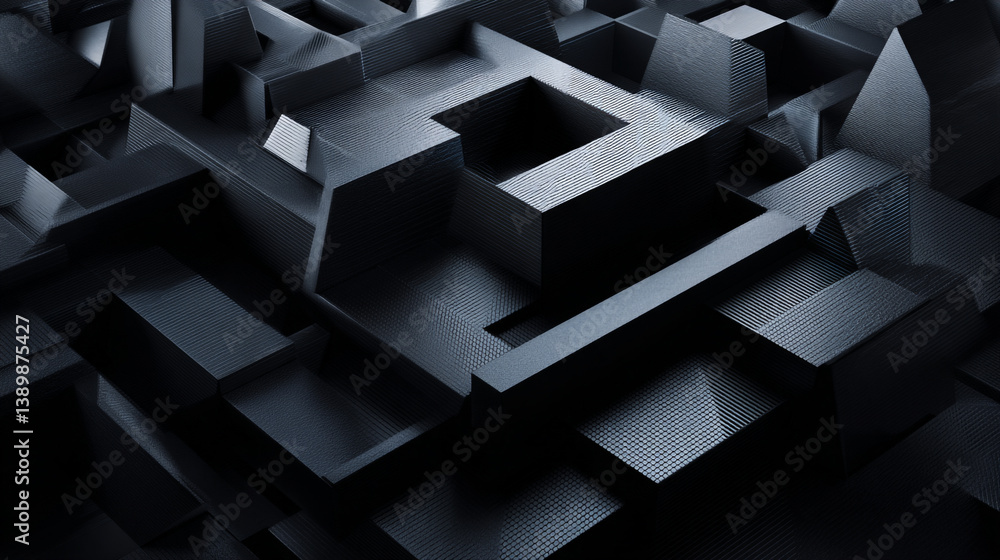 Aufkleber black polygonal triangular mosaic background for web, presentations and prints dark deep black dynam