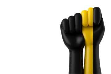 3D Illustration Of A Black And Yellow Clenched Fist Isolated Background