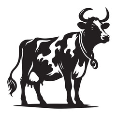 Cows silhouette vector illustration on white background.