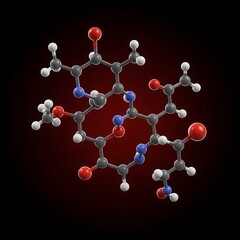 Molecular Structure Visualization Atom Model on Dark Background for Chemistry Education
