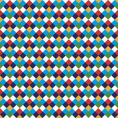 Colorful Geometric Checkered Pattern - Seamless Abstract Diamond