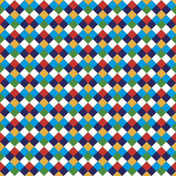 Colorful Geometric Checkered Pattern - Seamless Abstract Diamond
