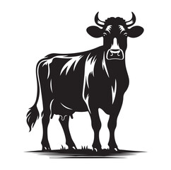 Cows silhouette vector illustration on white background.