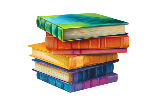 An icon of two stacks of books, one on top and the other underneath, with a transparent background - Powered by Adobe