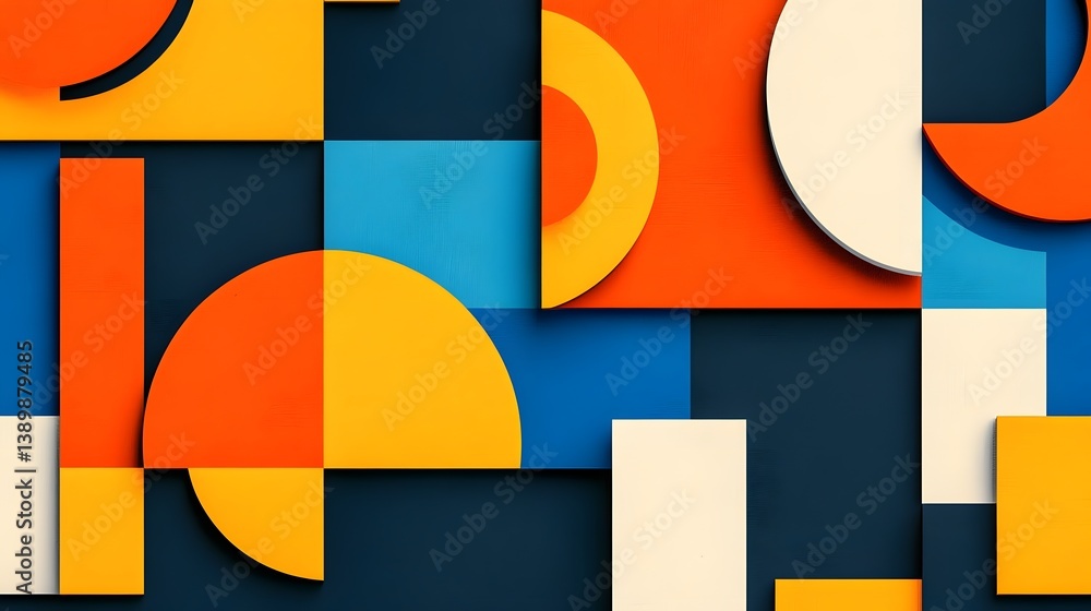 Poster bold retro-futuristic geometric color block pattern