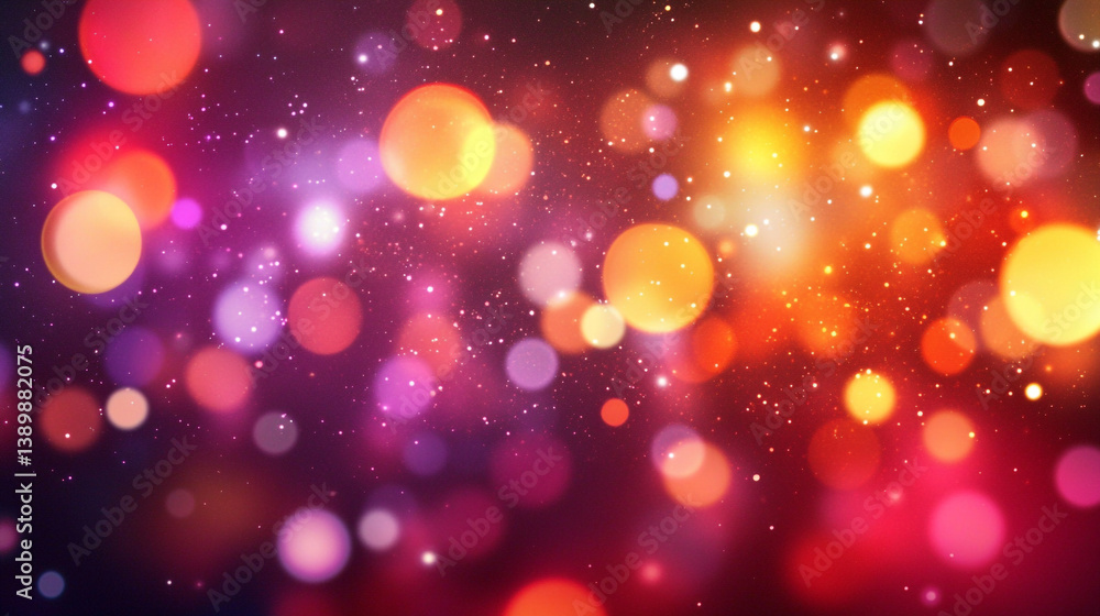 Poster vibrant bokeh lights: a festive abstract background vibrant multicolored bokeh lights with motion bl