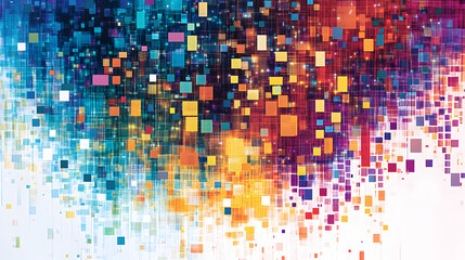 Obraz premium effect with distorted colorful pixels creating a modern aesthetic 