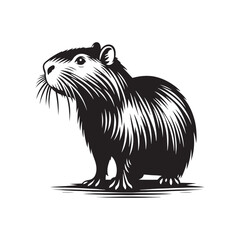 Coypu Silhouette - Minimalist coypu vector - Illustration of Coypu - Animal design.