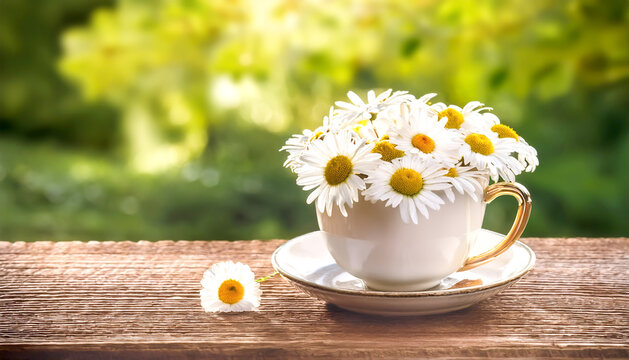 Tasse mit Kamillebl&uuml;ten 