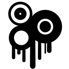 Frutiger Metro black simple abstract icon, Groove cercles