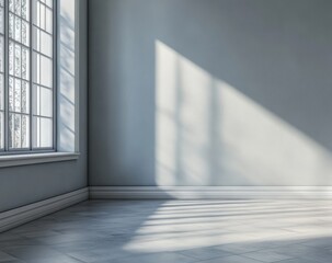 Obraz premium Empty room with sunlight streaming through a window