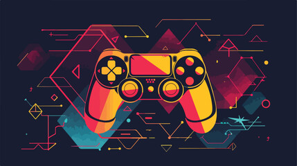 Modern Joystick Design on Geometric Background, Ideal for Gaming Websites and Publications