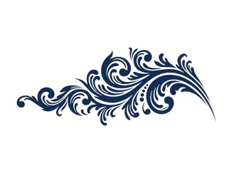 Fototapeta premium Navy blue floral swirl design