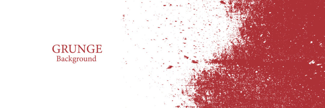Grunge red paint splatter texture on white background, with a dynamic and artistic brushstroke effect