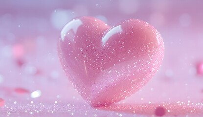 Pink heart, glitter, romantic, soft focus