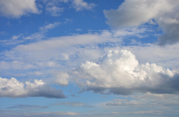 Blue sky with white fluffy clouds flying in the sky backgrounds   