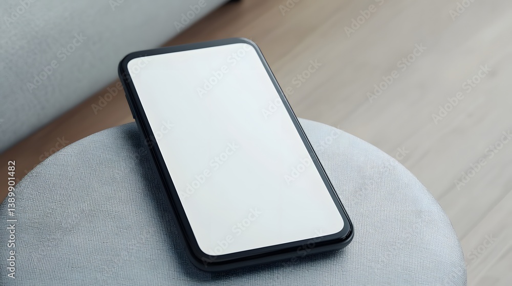 Poster blank smartphone display on table for uxui presentation mockup
