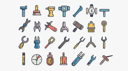 Obraz premium Professional Vector Illustration of Various Tools Icons on White Background