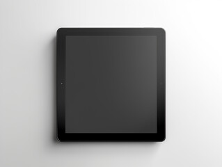 Black Digital Tablet on White Background – Top View Mockup