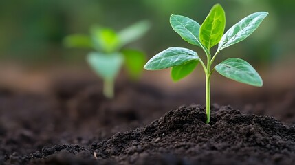Fototapeta premium Flourishing Green Seedling Symbolizing Sustainable Corporate Growth and Environmental Responsibility