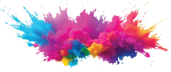 A Striking Watercolor Design with Dynamic Brush Strokes, Colorful Paint Splashes, and Aquarelle Stains, Creating an Explosion of Vivid Colors on a Simple White Canvas for a Contemporary Art Style.
