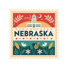 Nebraska Postage Stamp Vector