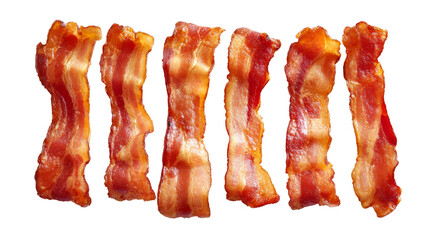 Crispy bacon strips delicious pork breakfast food isolated on transparent background