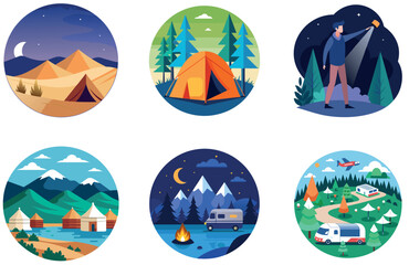 Camping Escape. A Bundle of Serene and Scenic Collection Stickers
