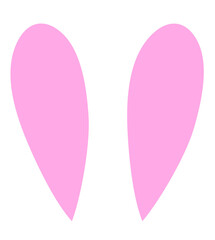 Cute pink, white easter bunny ears clipart, isolated on transparent background for spring holiday design, party decoration, or photo booth props.
