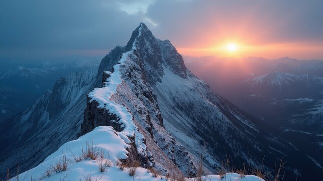 Dramatic aerial view of Mount Taygetus, Greece, Europe at dawn, under mild, rainy winter conditions.