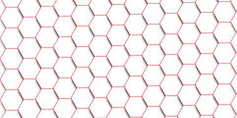 abstract geometric red texture background red hexagon 3D background texture. 3d rendering illustration. Clear pattern abstract background hexagon .Futuristic abstract banner.	
