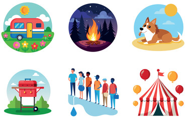 Naklejka premium Camping Escape. A Bundle of Tranquility and Friendship Collection Stickers