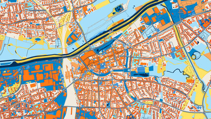 Colorful Hamm Street Map with Labels and Buildings