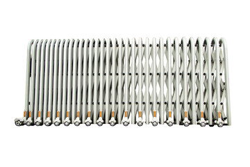 Chrome fence aluminum barrier on casters. Folding retractable fence on casters. Sliding gates on rollers. Pedestrian barrier. Barricade Gate.  Isolated on cut out PNG or transparent background.