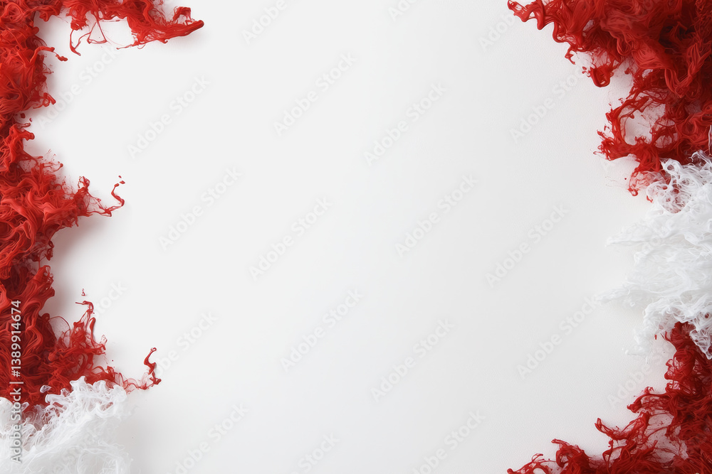 Poster textured white background featuring red and white tissue paper creating a festive and cheerful atmos