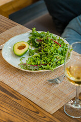 Delicious and fresh salad with dressing