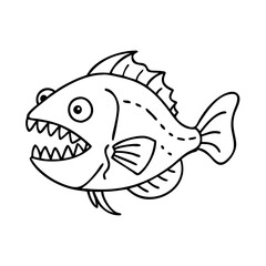 green terror fish icon, green terror fish line art - simple line art of green terror fish, perfect for green terror fish logos and icons
