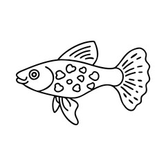 guppy fish icon, guppy fish line art - simple line art of guppy fish, perfect for guppy fish logos and icons