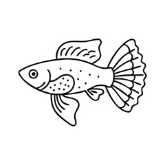 guppy fish icon, guppy fish line art - simple line art of guppy fish, perfect for guppy fish logos and icons