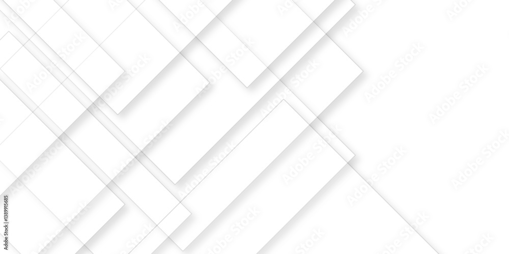 Poster white geometric overlapping square pattern. vector illustration technology background with shadow. m